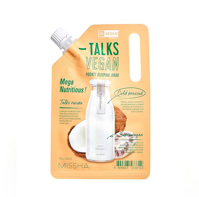 Ночная питательная маска для лица с нони и кокосом при тусклой коже  Talks Vegan Squeeze Pocket Sleeping Mask Mega Nutritious