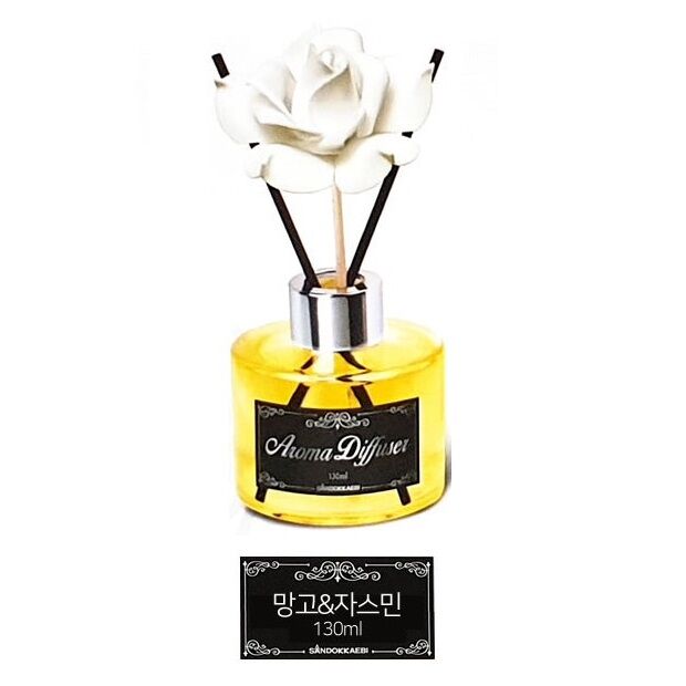 SANDOKKAEBI Жидкий освежитель воздуха &quot;Aroma Diffuser&quot; (стеклянный флакон + палочки манго и жасмин) 130 мл 20