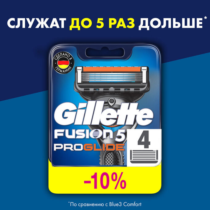 GILLETTE FUSION ProGlide Сменные кассеты для бритья (4 шт.)