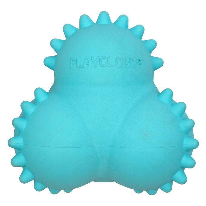 Playology дентальный хрустящий жевательный тройной мяч для щенков SQUEAKY BOUNCE BALL с ароматом арахиса, голубой