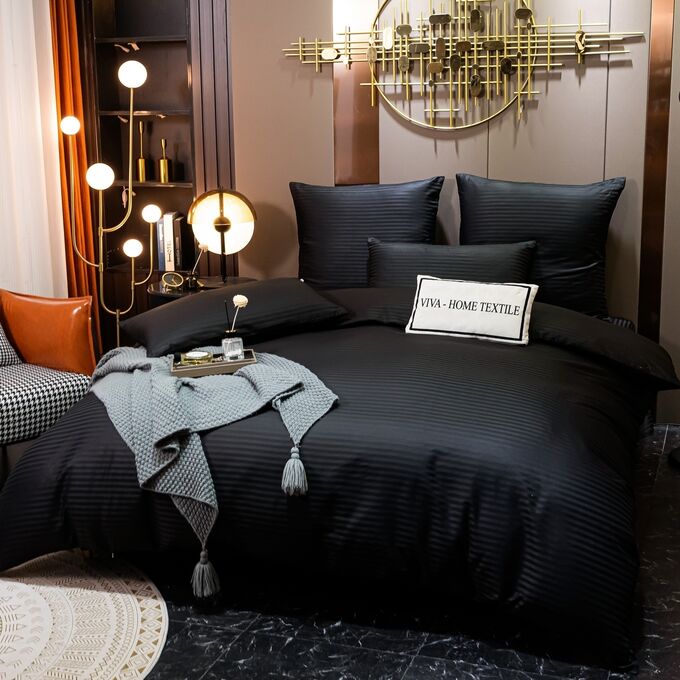 Viva home textile Комплект постельного белья Страйп Сатин Однотонный CT035