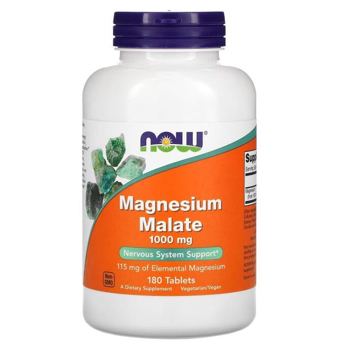 Now Foods Магний NOW Magnesium Malate 115мг. - 180 таб.