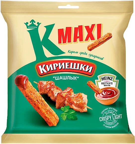 Яшкино Сухарики Кириешки Maxi со вкусом Шашлык и с кетчупом Heinz 75г